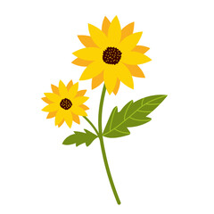Obraz premium Sunflower vector flower. Yellow cartoon style illustration