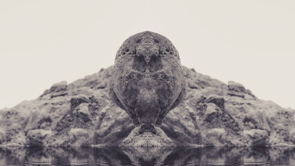Rock Formation Abstract Symmetrical Reflection Mirrored Monochrome Artistic Landscape Nature Photo