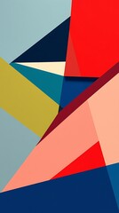 Obraz premium An Abstract Piece Using Bold Primary Colors And Sharp Angles, Reminiscent Of Cubism, With A Focus On Overlapping Planes And Contrasting Elements, Rendered In A Geometric Style.