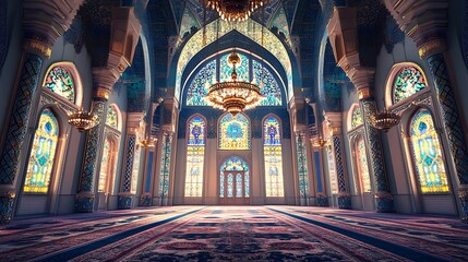 Obraz premium Majestic Grandeur: The Breathtaking Interior of a Mosque