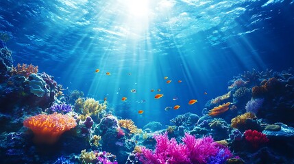 Obraz premium Vibrant Underwater Coral Reef Scene