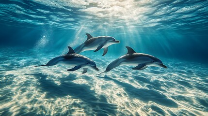 Fototapeta premium Majestic Dolphins Grace Underwater Paradise
