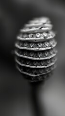 An Abstract Photograph Of A Macro Shot Of A Natural Element, Showcasing A High Contrast Monochrome Palette Of Black And White, Sharp Details And Textures, With A Shallow Depth Of Fie.