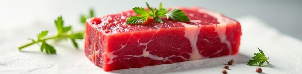 Obraz premium Single piece of Japanese Wagyu sirloin, seemingly suspended in air on white , studio photo, sirloin steak, floating