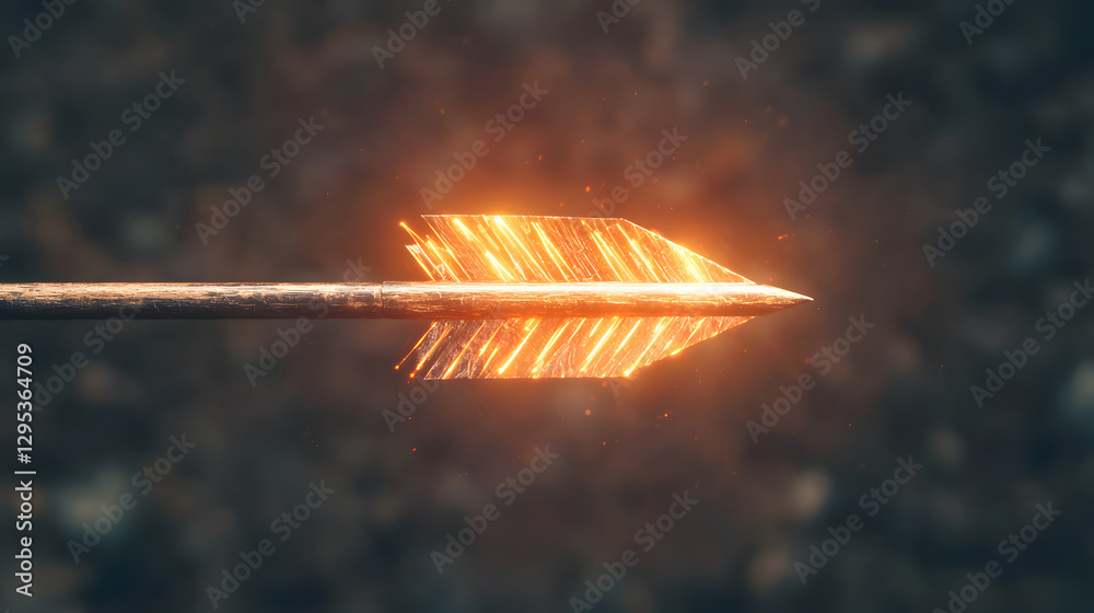 Wall mural transformative energy: a glowing arrow with dynamic motion in a dark background