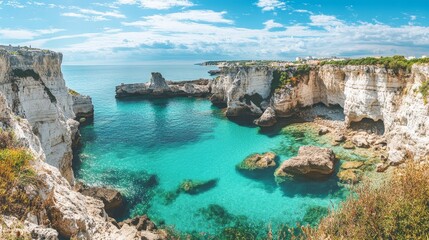 Obraz premium Panoramic view of the beautiful white rocks and sea