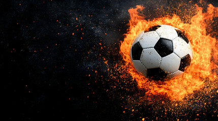 Naklejka premium burning soccer ball reaching goal