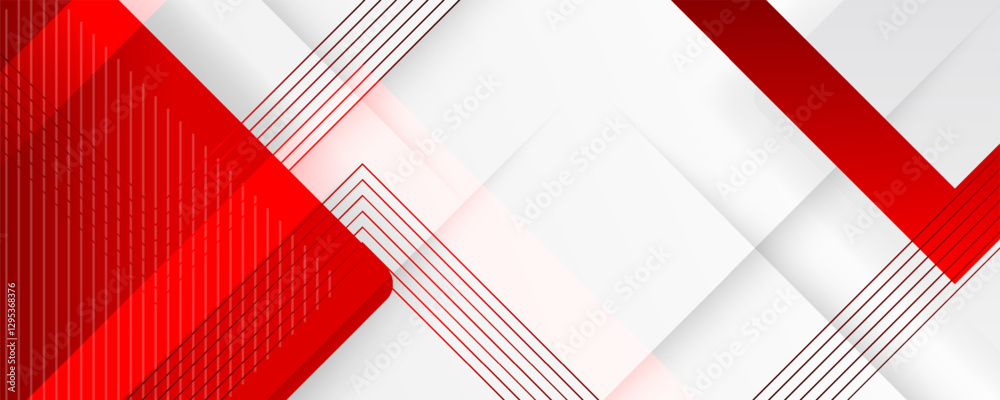 Poster abstract red banner background design template vector illustration with 3d overlap layer and geometr