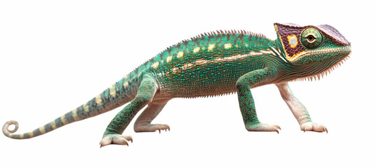 Fototapeta premium Majestic Panther Chameleon Isolated, A Vibrant Display of Nature's Artistry and Evolutionary Adaptation in High-Definition Detail