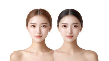 Captivating portrait of two women with distinct hairstyles, a celebration of color and style