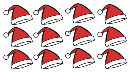 Set of Nine Red Santa Claus Hats &ndash; SVG Editable Vectors