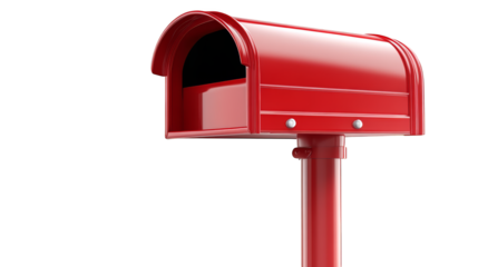 Vibrant red mailbox against a black backdrop, symbol of communication and connection
