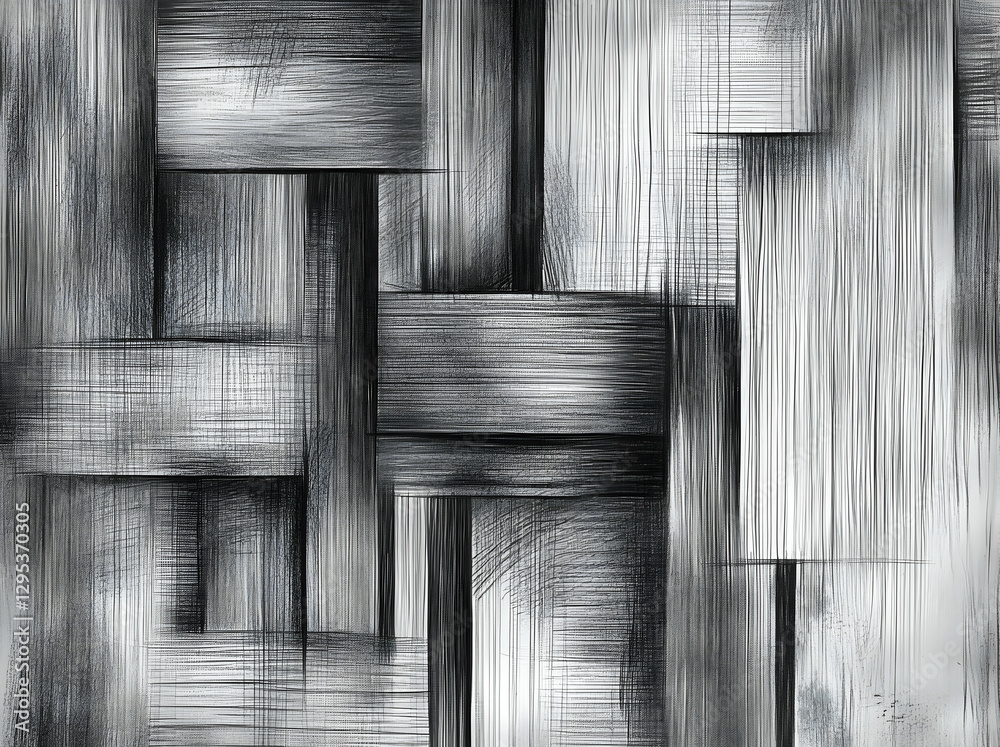Poster monochrome abstract, a textured interplay of lines and forms creating a visually striking pattern, e