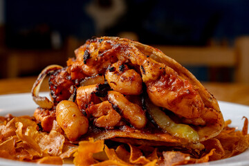 spicy shrimp tacos with cheese