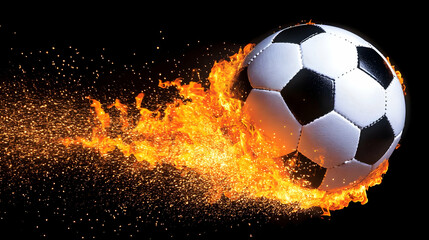 Naklejka premium burning soccer ball reaching goal