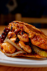 spicy shrimp tacos with cheese