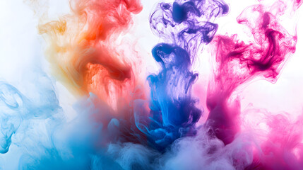 abstract image of colorful ink mixing in water, forming a mesmerizing cloud of swirling pigments 