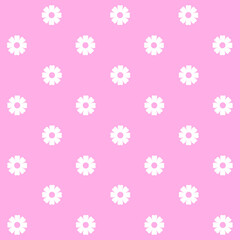 Abstract seamless pattern with flowers. Retro checkered pink background. 