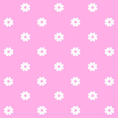 Abstract seamless pattern with flowers. Retro checkered pink background. 