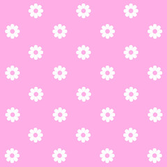 Abstract seamless pattern with flowers. Retro checkered pink background. 
