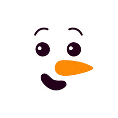 Cute snowman joy emotion. Happy smiling snowman face icon. Flat vector illustration