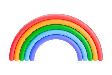 Fototapeta premium 3D multicolor rainbow. Realistic weather symbol in plasticine or clay style. Cute bright vector element for kids design. Colorful minimal render icon isolated on white
