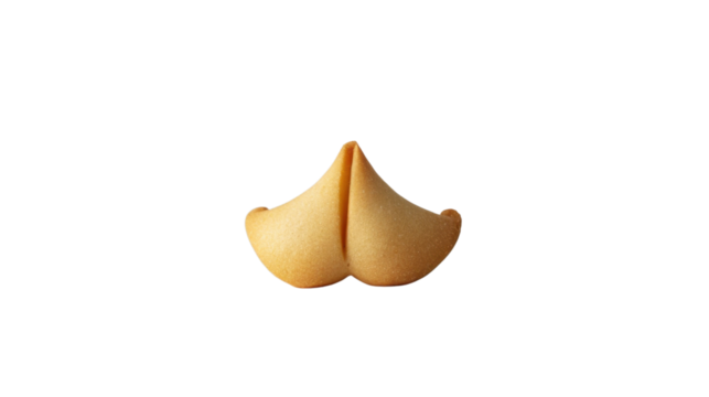 Fortune cookie on transparent background waiting to be opened