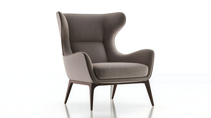 Fototapeta premium A chair with a wooden frame and a grey fabric seat