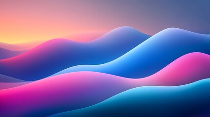 Beautiful abstract landscape of colorful gentle rolling hills