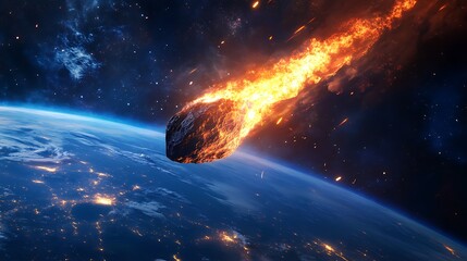 Massive Meteor Striking Earth from Space / 宇宙から見た地球に衝突する巨大な隕石