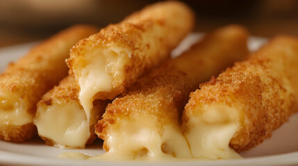 Golden Fried Mozzarella Sticks with Melted Cheese Perfect Appetizer for Celebrations