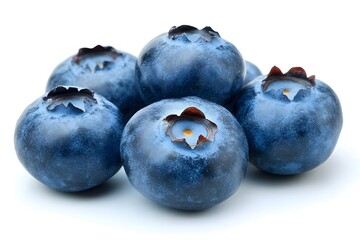 Obraz premium Closeup of Fresh Blueberries on White Background