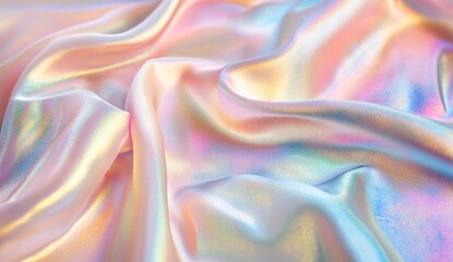 Pastel iridescent silk fabric folds, studio shot with soft light