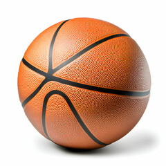 Fototapeta premium Studio Shot of a Professional Regulation Size Basketball on Seamless White Background, Representing Sport, Activity, Teamwork and Competition in Dynamic Indoor Games