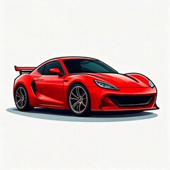 red Sport car logo illustration in a simple and clean flat art style on isolated white