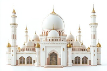 A serene 3d rendering of Ramadan Taraweeh isolated on a white background emphasizing the importance of this special night prayer during the holy month