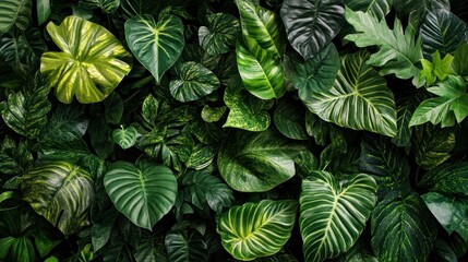 Lush Green Tropical Foliage Background Image