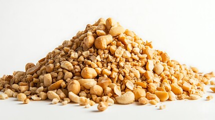 Fototapeta premium Large Pile of Peanuts on White Background / 白背景に積まれた大量のピーナッツ