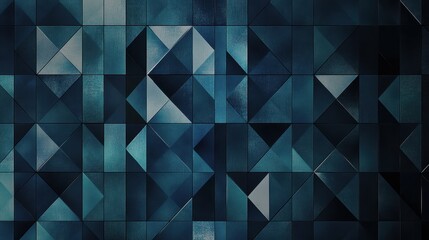 Fototapeta premium Dark teal and navy blue geometric pattern, deep cool tones with metallic reflections for a sleek, modern look.