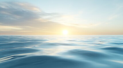 Obraz premium Clear blue water with the sun and some clouds in the sky