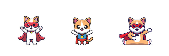 Cute Cat Superhero with Cape and Mask