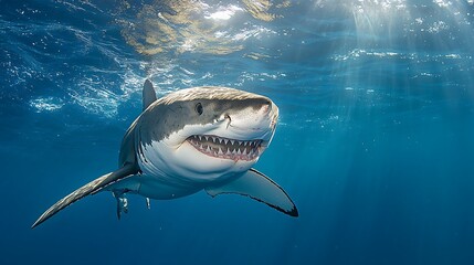 Majestic Great White Shark Underwater