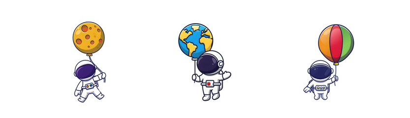 Cute Astronaut Holding a Colorful Balloon