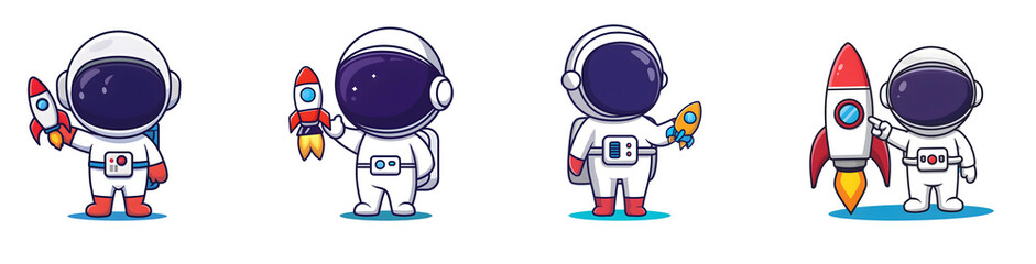 Cute Astronaut Holding a Rocket