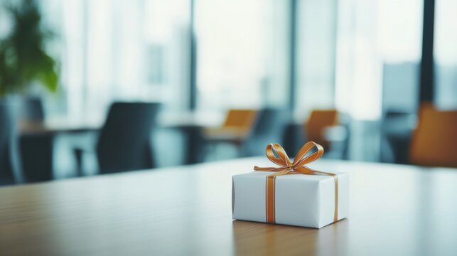 Executive departures with an office with a farewell gift on the desk. Featuring appreciation and leadership exit