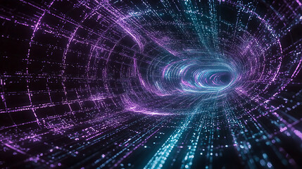 Obraz premium A purple and blue tunnel with a lot of lines and dots