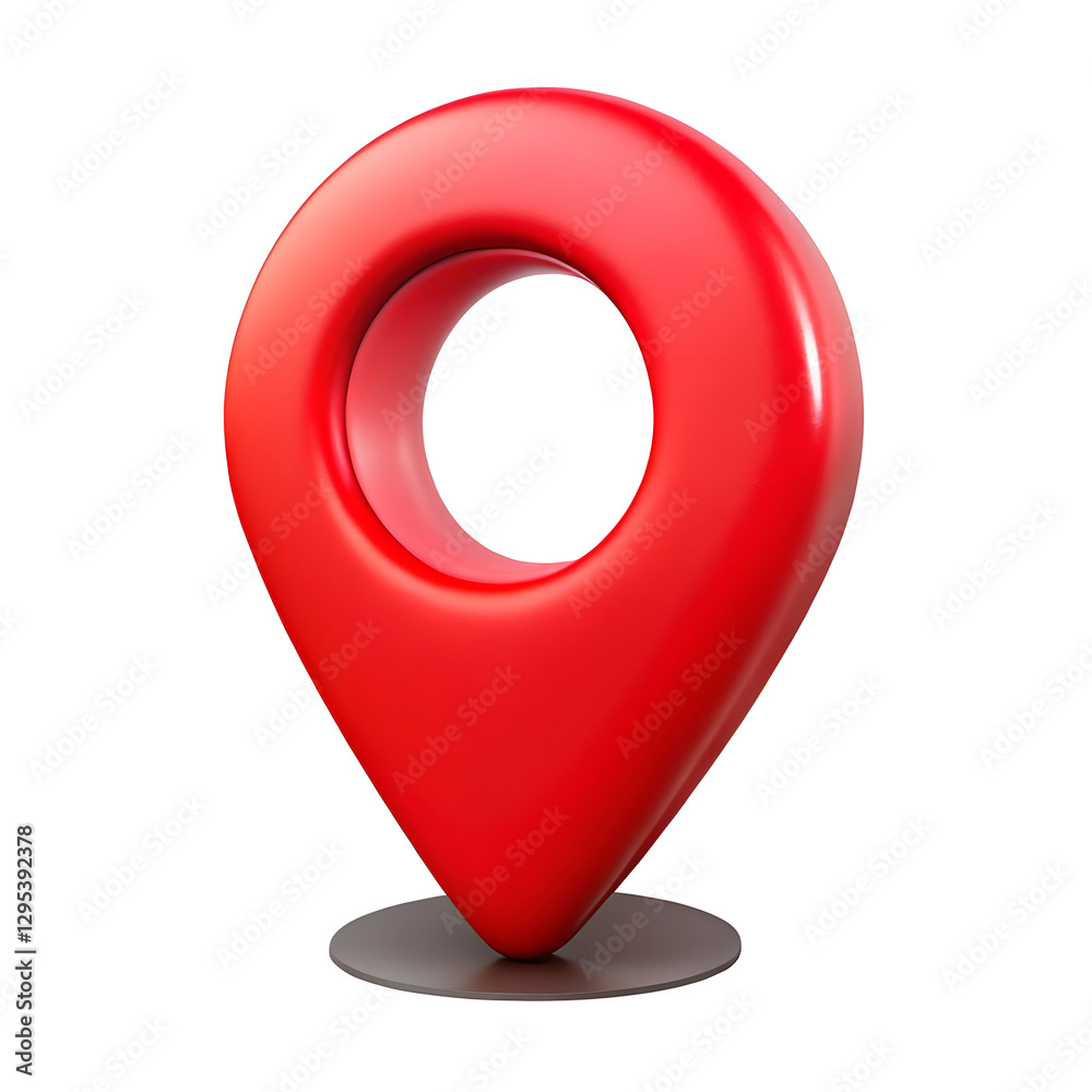 Poster 3d red location map pin gps pointer marker isolated on transparent background.