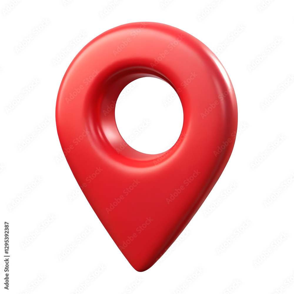 Poster 3d red location map pin gps pointer marker isolated on transparent background.