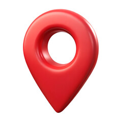 3d red location map pin gps pointer marker isolated on transparent background.
