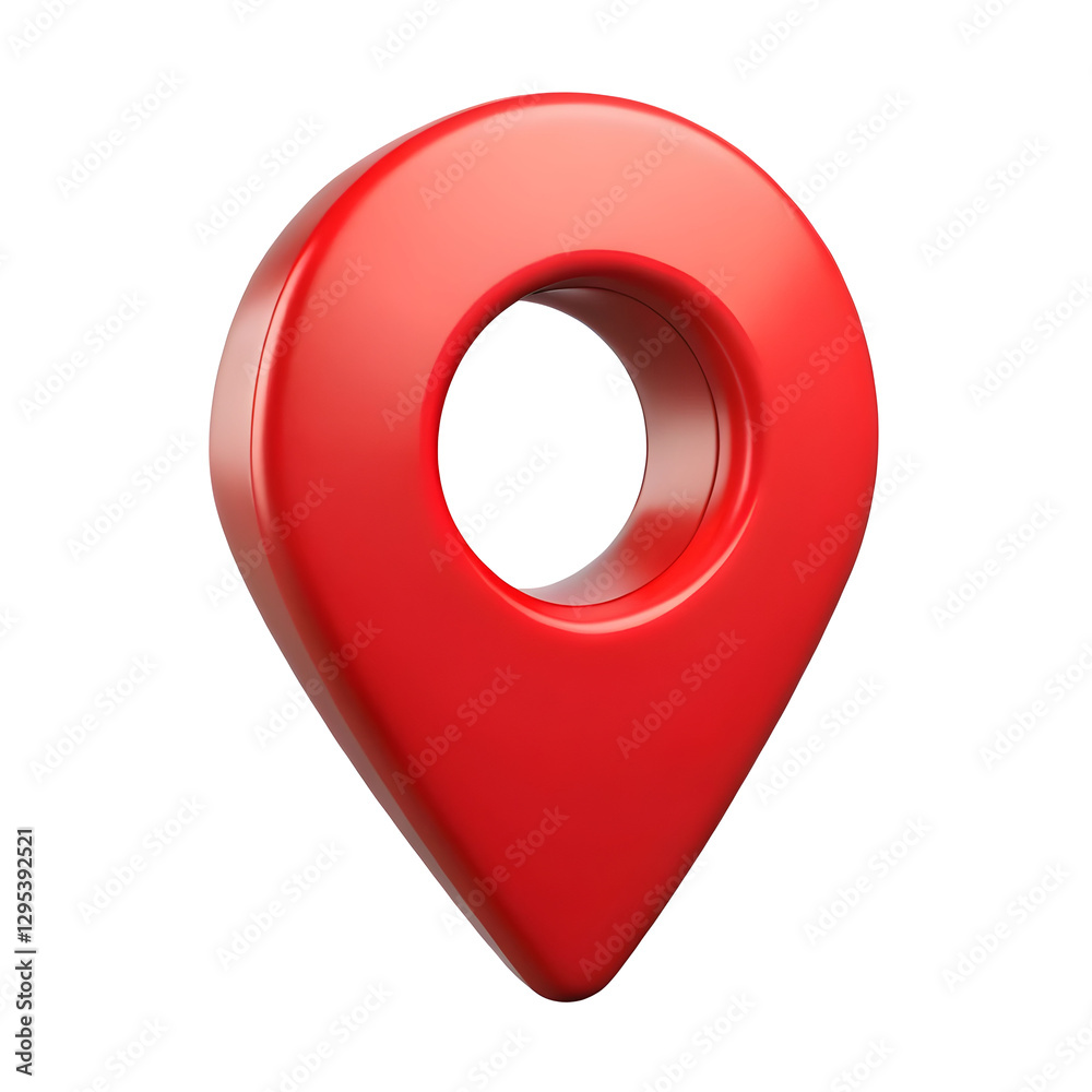 Poster 3d red location map pin gps pointer marker isolated on transparent background.